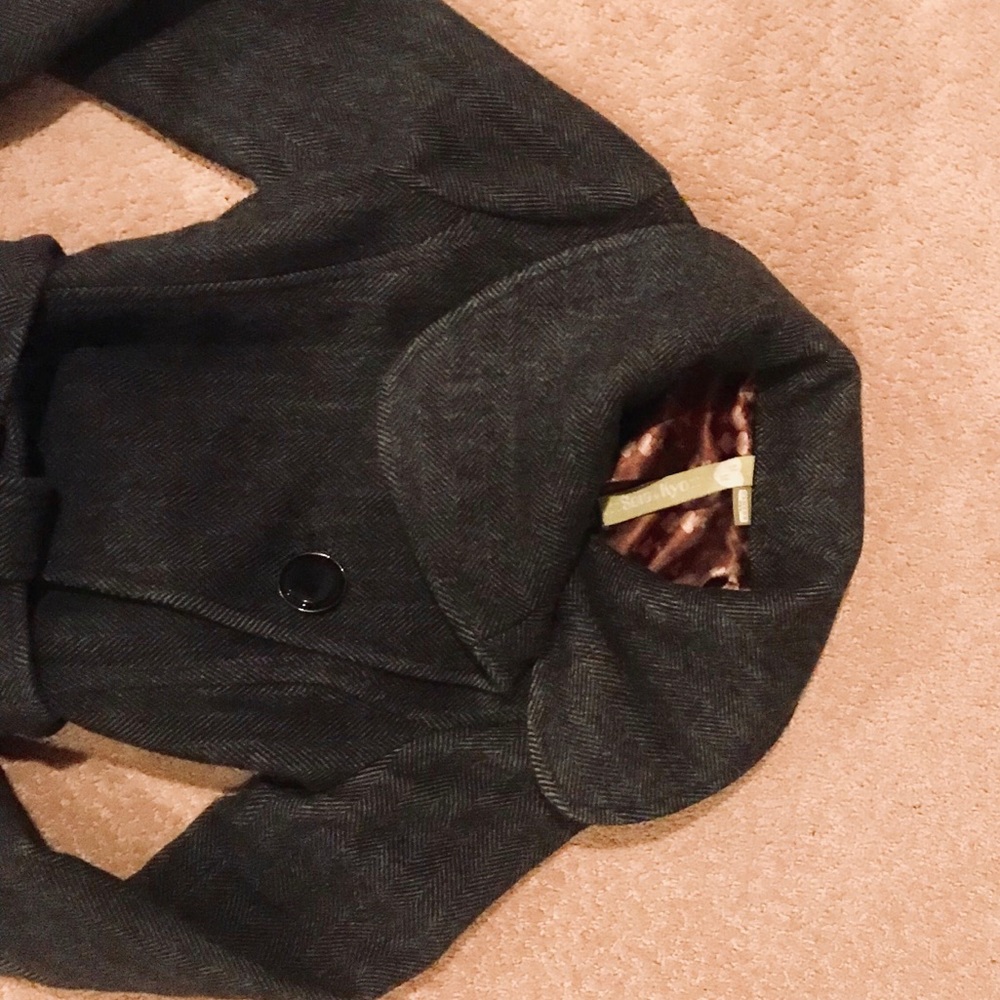 SOIA & KYO Gray Herringbone Coat Size Med